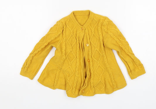 Nutmeg Girls Yellow  Cotton Cardigan Jumper Size 9-12 Months