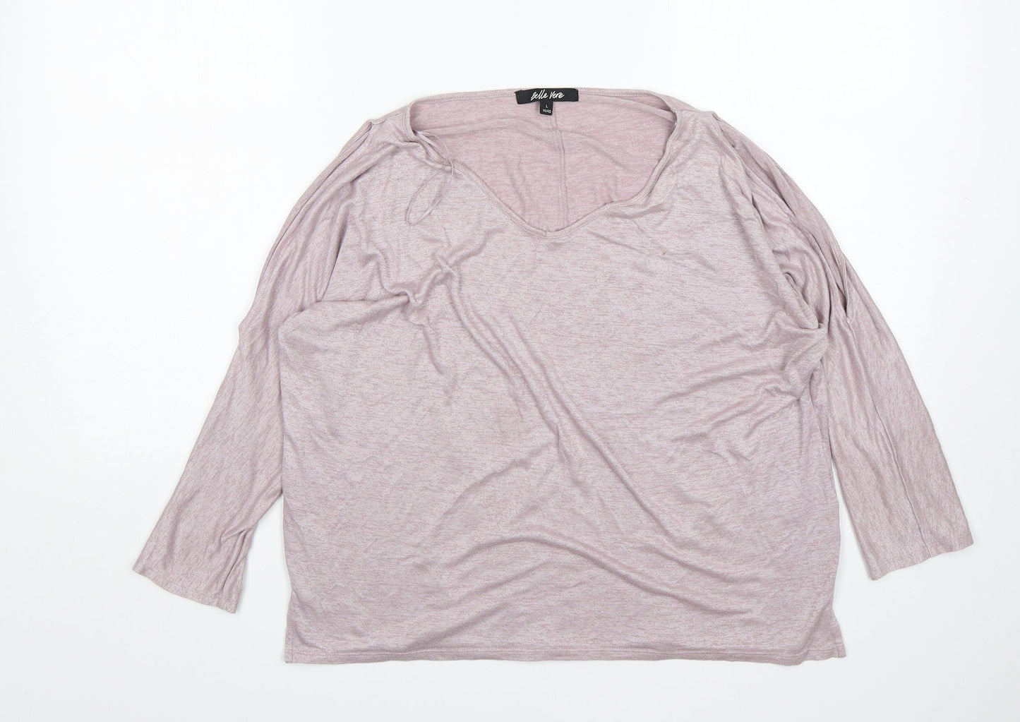 Belle Vere Womens Pink  Ramie Basic T-Shirt Size L Round Neck