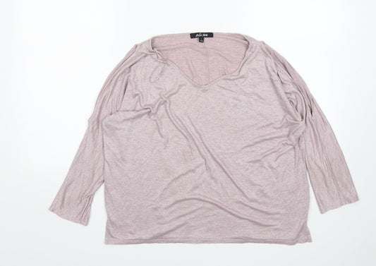 Belle Vere Womens Pink  Ramie Basic T-Shirt Size L Round Neck