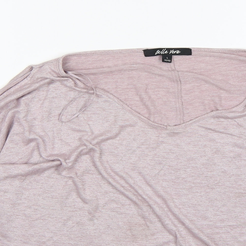 Belle Vere Womens Pink  Ramie Basic T-Shirt Size L Round Neck