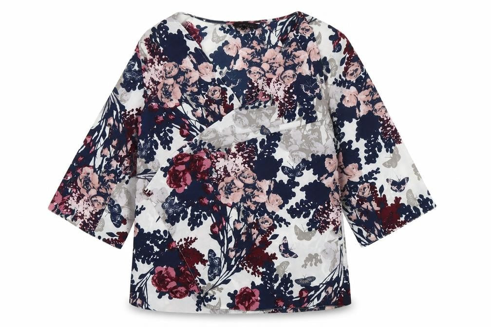 New Look Womens Multicoloured Floral Polyester Wrap Blouse Size 10 V-Neck