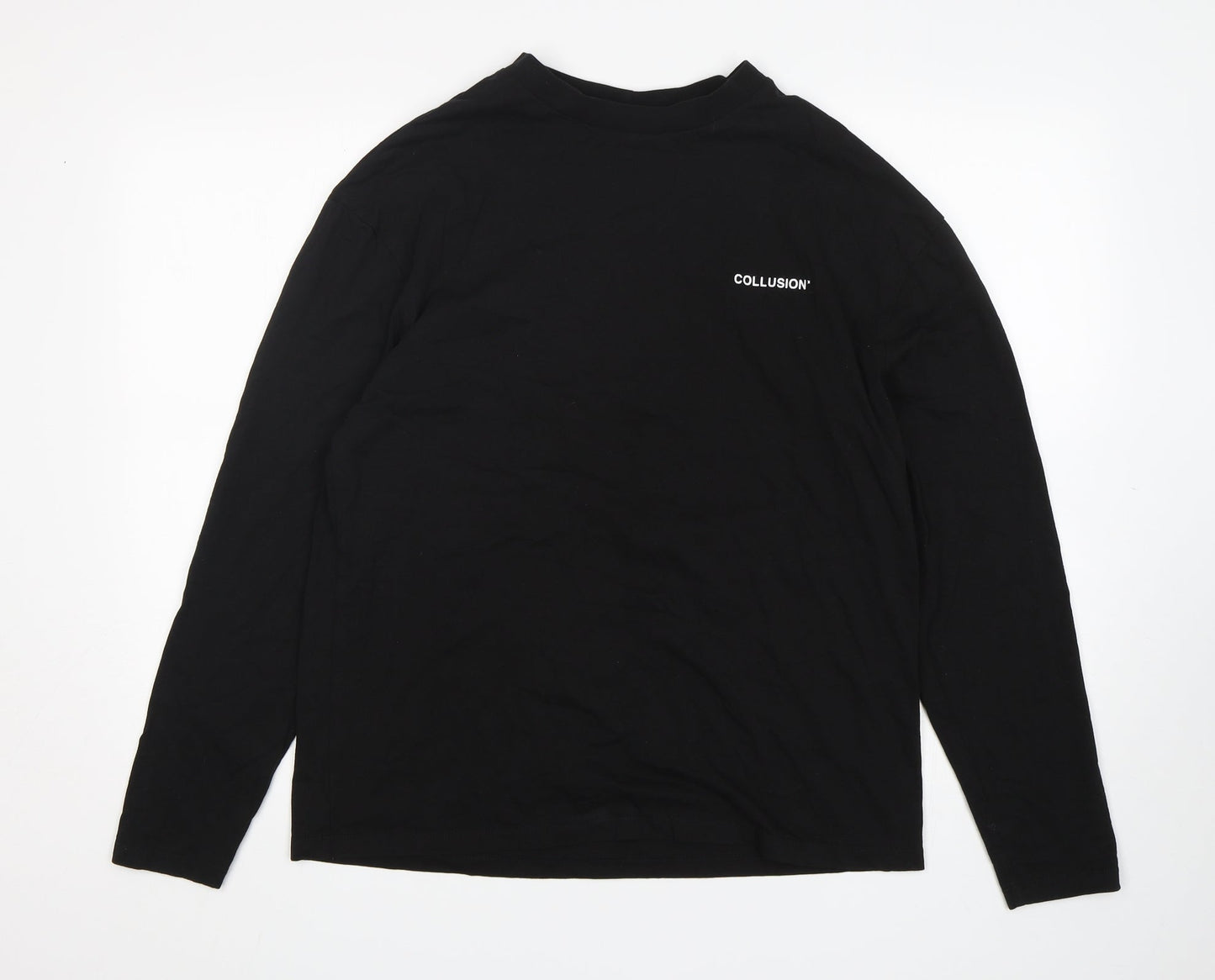 Collusion  Boys Black  Cotton Basic T-Shirt Size S Round Neck