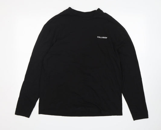 Collusion  Boys Black  Cotton Basic T-Shirt Size S Round Neck