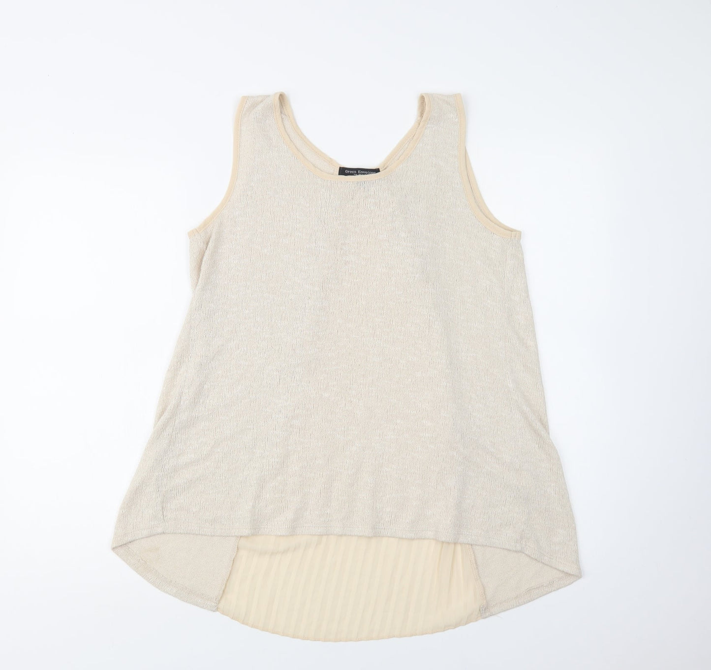 Green Envelope Womens Beige  Polyester Basic Tank Size L Round Neck