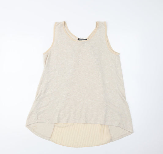 Green Envelope Womens Beige  Polyester Basic Tank Size L Round Neck
