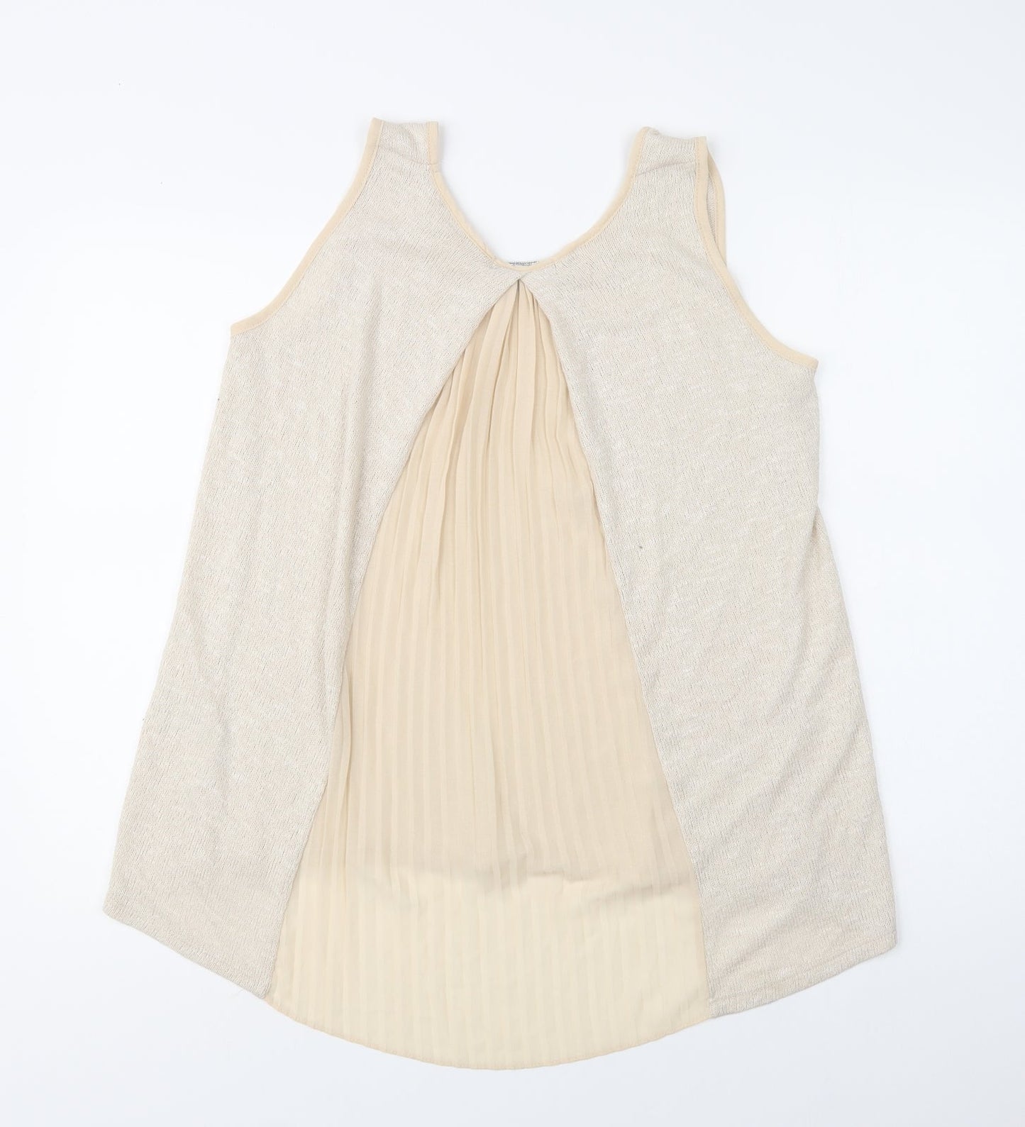 Green Envelope Womens Beige  Polyester Basic Tank Size L Round Neck