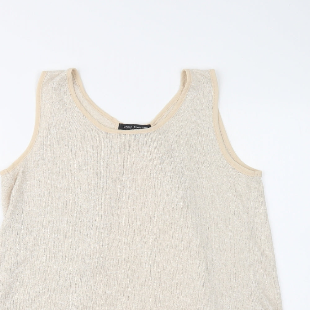 Green Envelope Womens Beige  Polyester Basic Tank Size L Round Neck