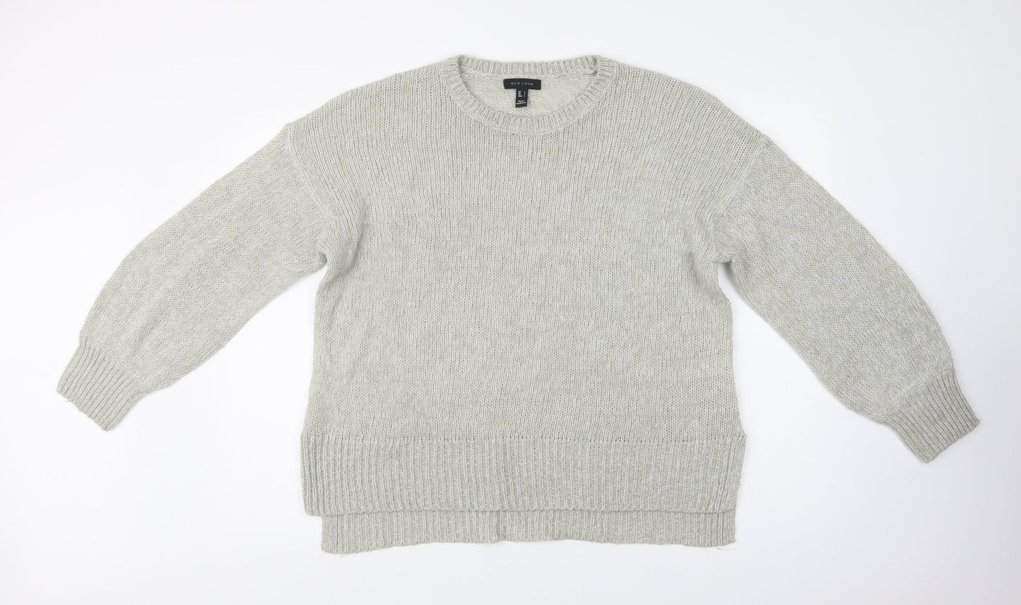 New Look Womens Grey Crew Neck  Acrylic Pullover Jumper Size L