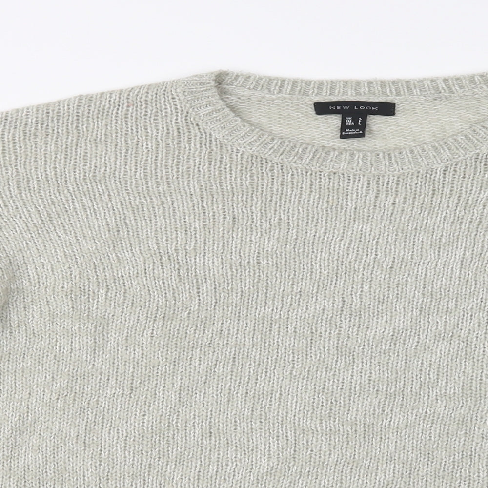 New Look Womens Grey Crew Neck  Acrylic Pullover Jumper Size L