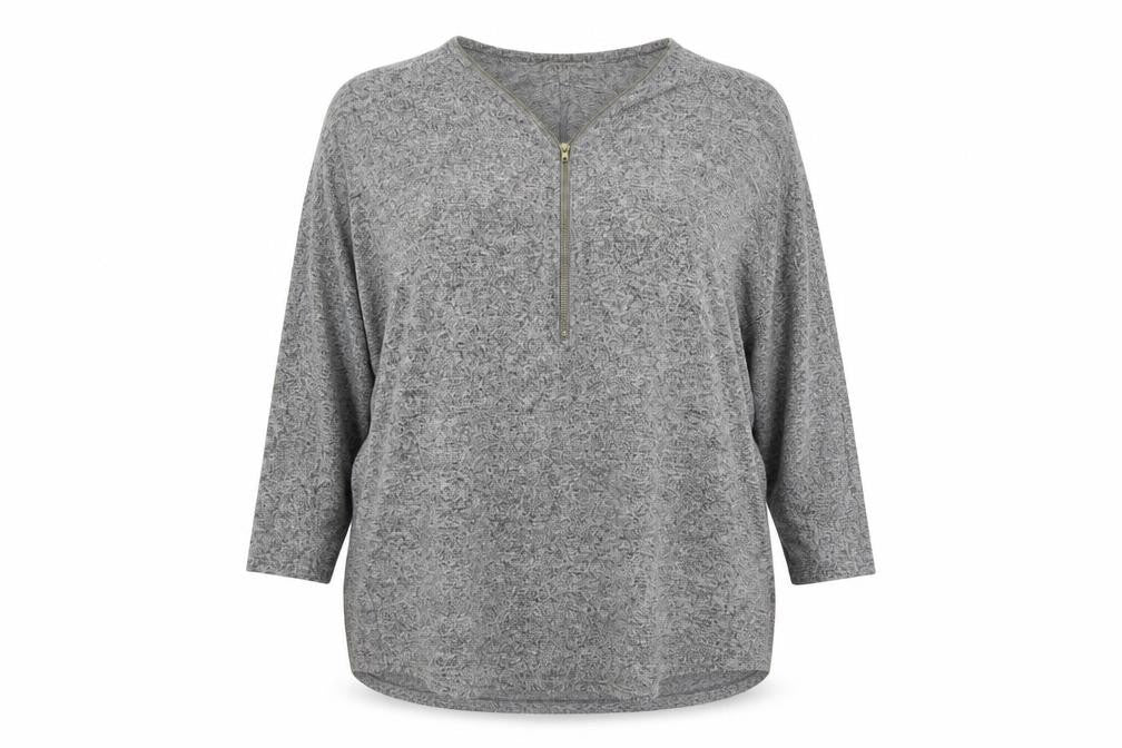 With Love  Womens Grey V-Neck  Viscose Henley Jumper Size 14