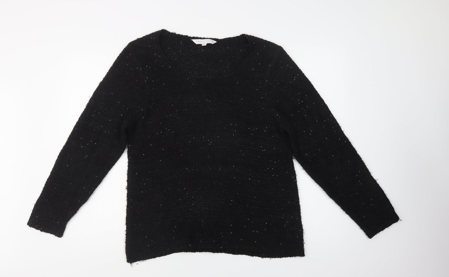 Amara Reya Womens Black Round Neck  Acrylic Pullover Jumper Size 16