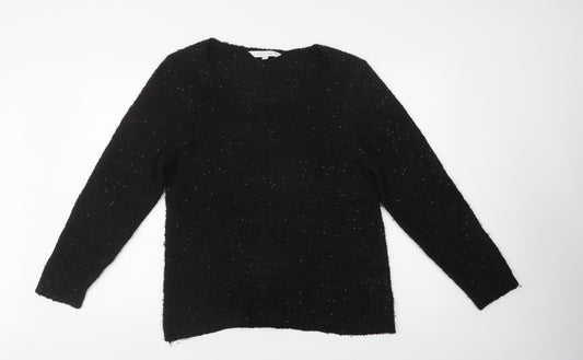 Amara Reya Womens Black Round Neck  Acrylic Pullover Jumper Size 16
