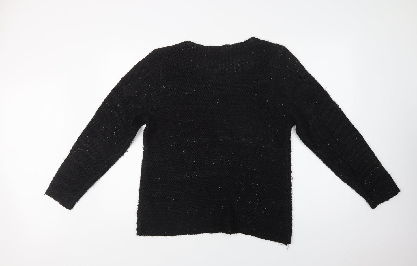 Amara Reya Womens Black Round Neck  Acrylic Pullover Jumper Size 16