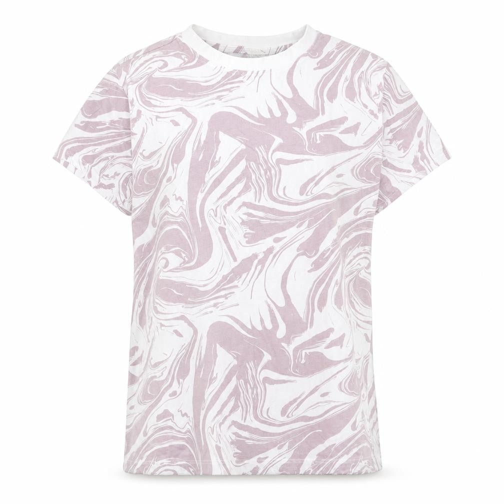 Primark Womens Purple Geometric Cotton Basic T-Shirt Size 6 Crew Neck