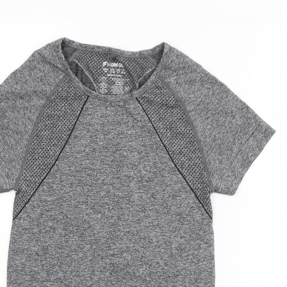 Workout Womens Grey  Polyamide Basic T-Shirt Size 6 Round Neck
