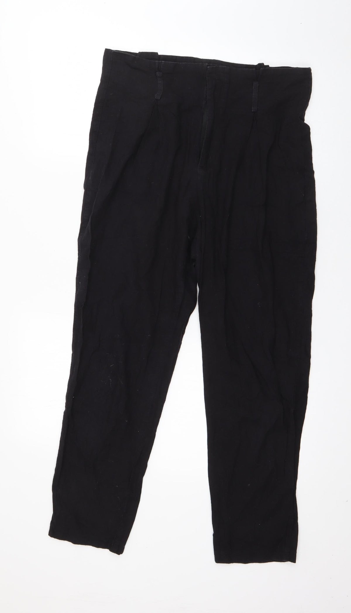 PRETTYLITTLETHING Womens Black  Cotton Trousers  Size 14 L26 in Regular Zip