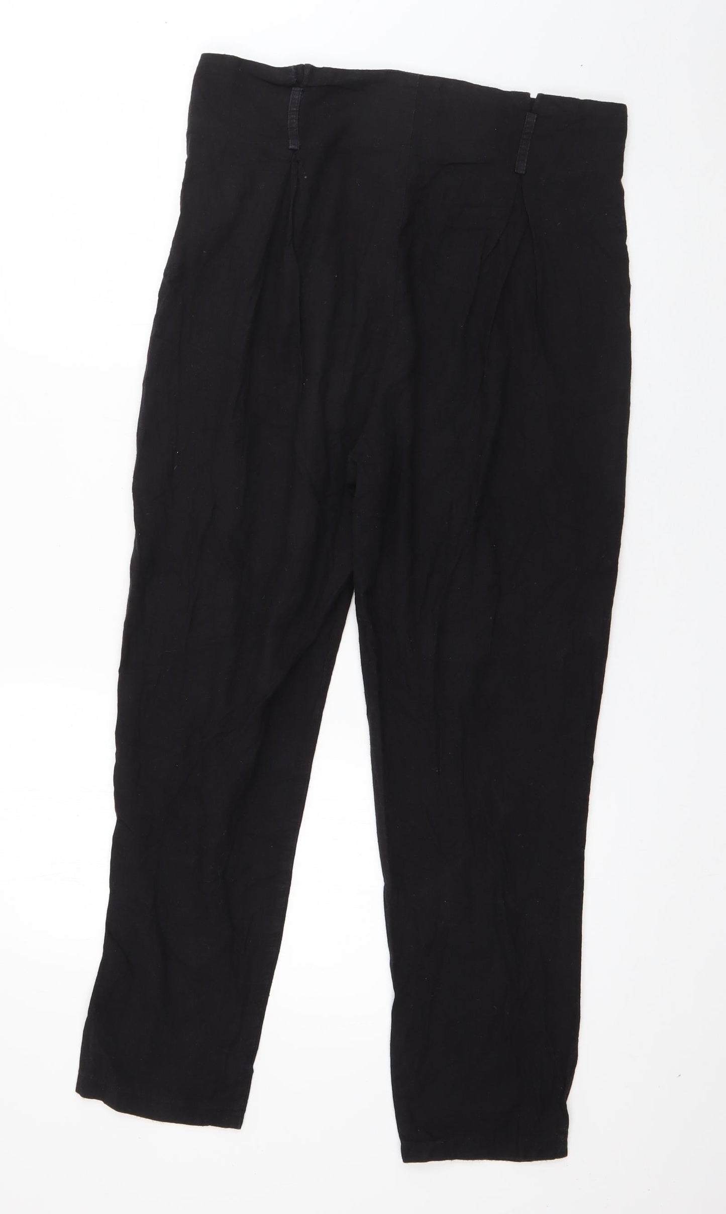 PRETTYLITTLETHING Womens Black  Cotton Trousers  Size 14 L26 in Regular Zip