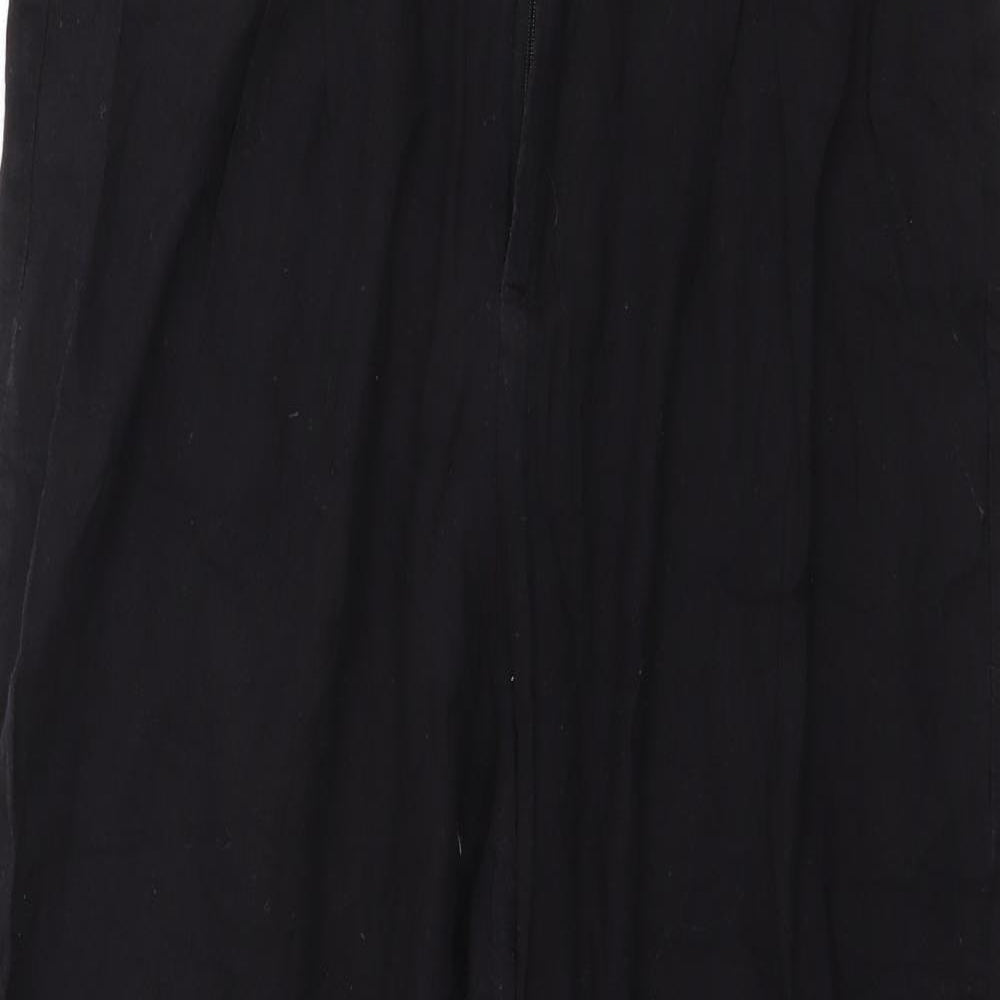 PRETTYLITTLETHING Womens Black  Cotton Trousers  Size 14 L26 in Regular Zip