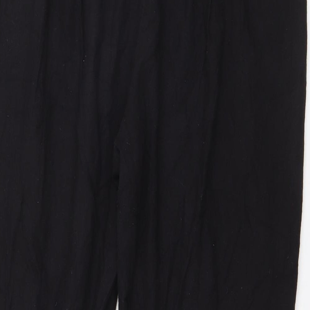 PRETTYLITTLETHING Womens Black  Cotton Trousers  Size 14 L26 in Regular Zip
