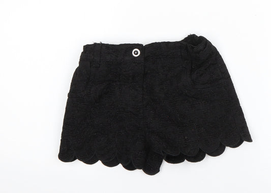 TU Girls Black Floral Polyester Chino Shorts Size 7 Years  Regular Zip