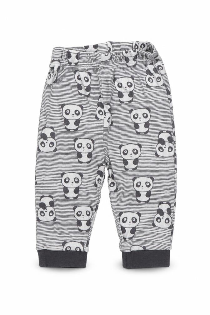 Nutmeg Girls Grey Striped Cotton Jogger Trousers Size 3-6 Months  Pullover - Panda