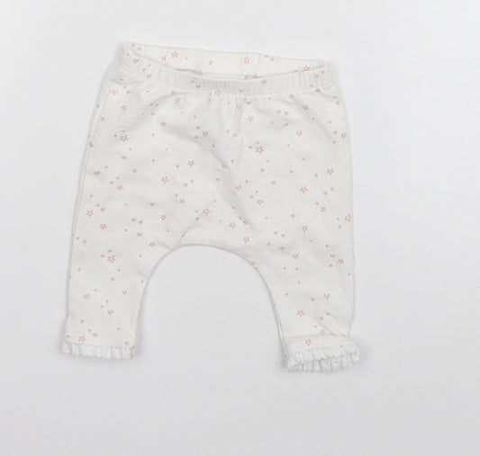 NEXT Baby White  Cotton Jogger Trousers Size 0-3 Months   - Stars