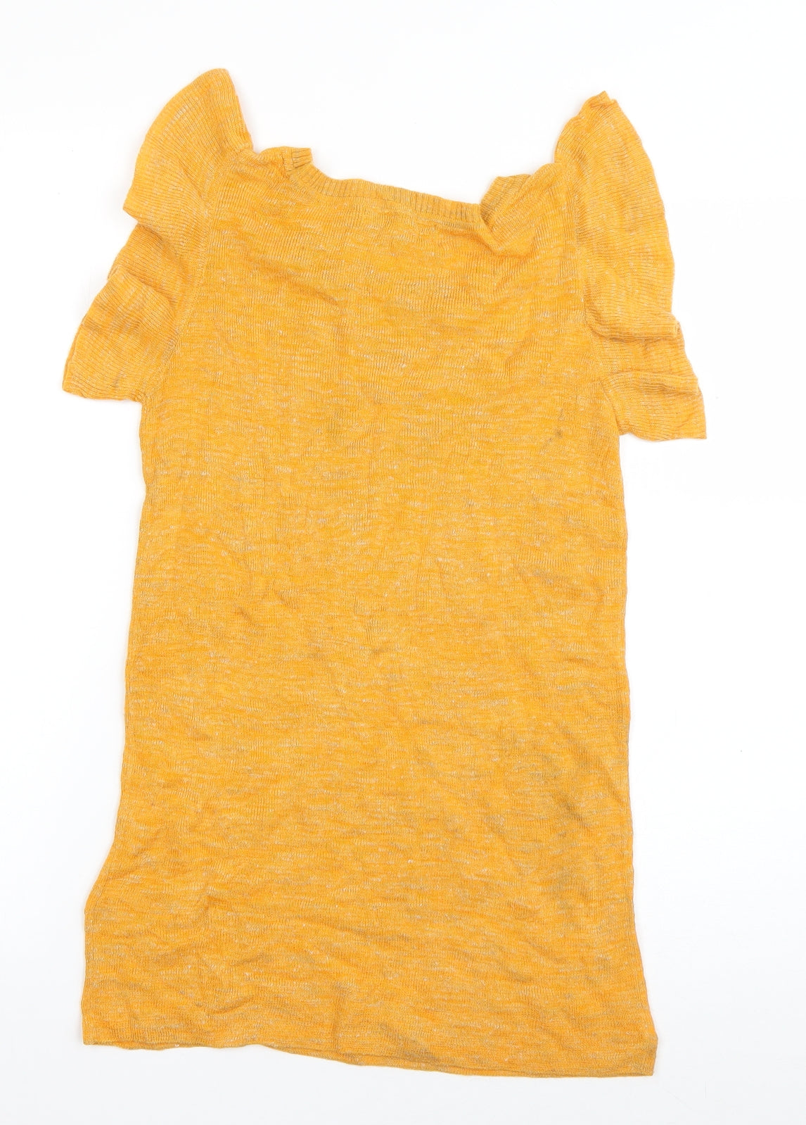 NEXT Womens Orange  Linen Basic T-Shirt Size 8 Boat Neck