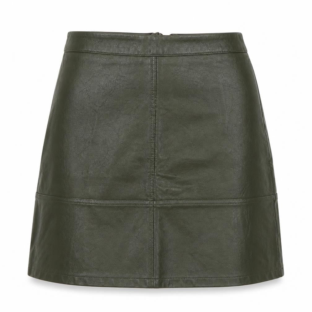 New Look Womens Green  Polyurethane A-Line Skirt Size 8   Zip