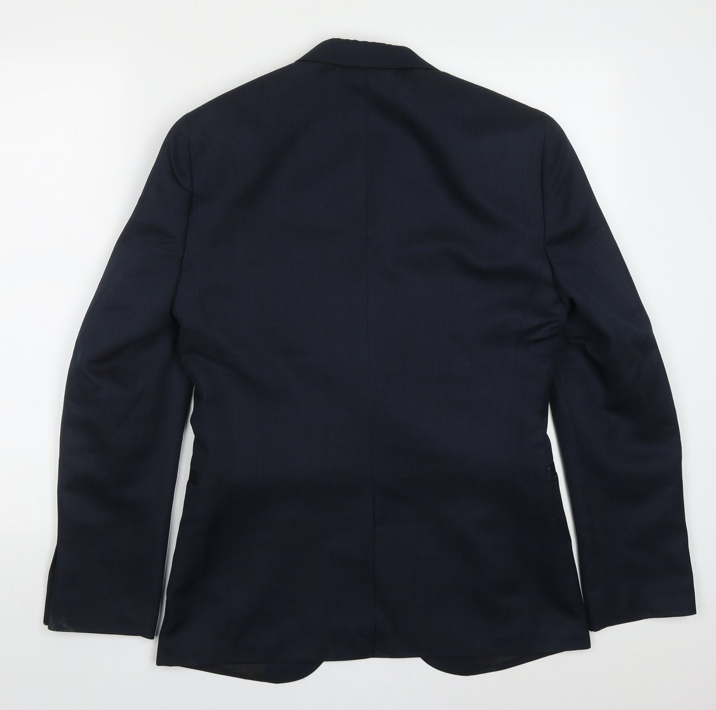 H&M Mens Blue  Polyester Jacket Suit Jacket Size 36