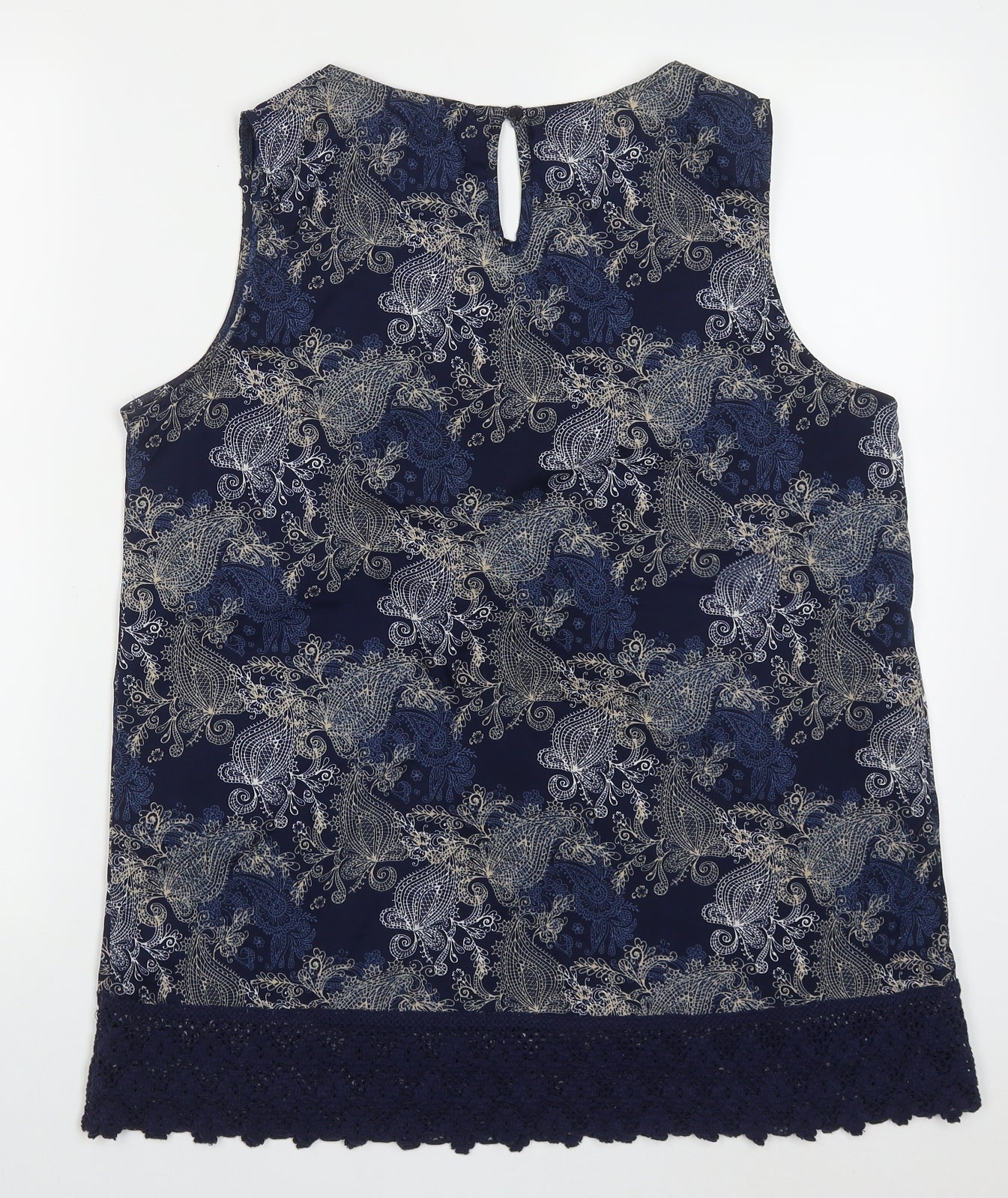 Originals Womens Blue Paisley Polyester Basic Tank Size 16 Off the Shoulder