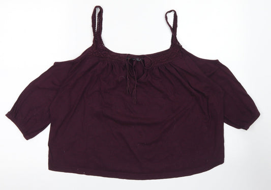 Atmosphere Womens Pink  Cotton Cropped Blouse Size 16 Off the Shoulder