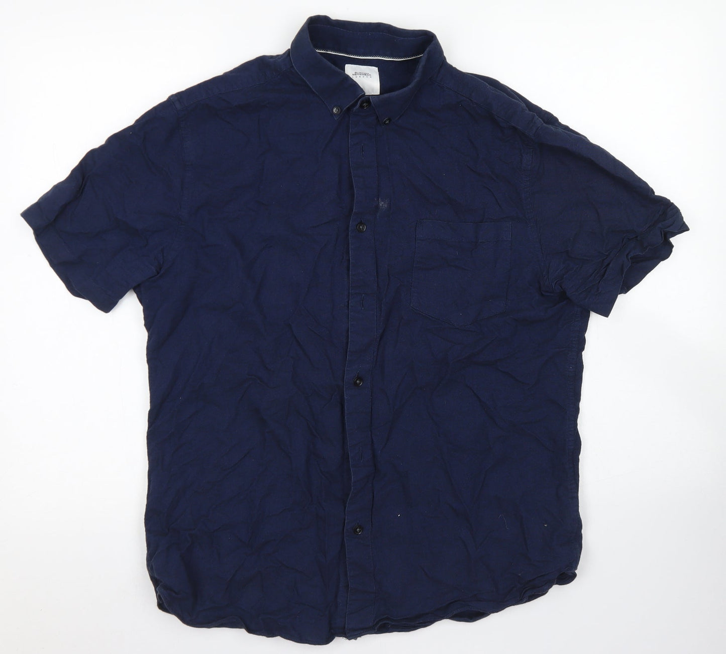 Burton Mens Blue  Cotton  Button-Up Size L Collared Button