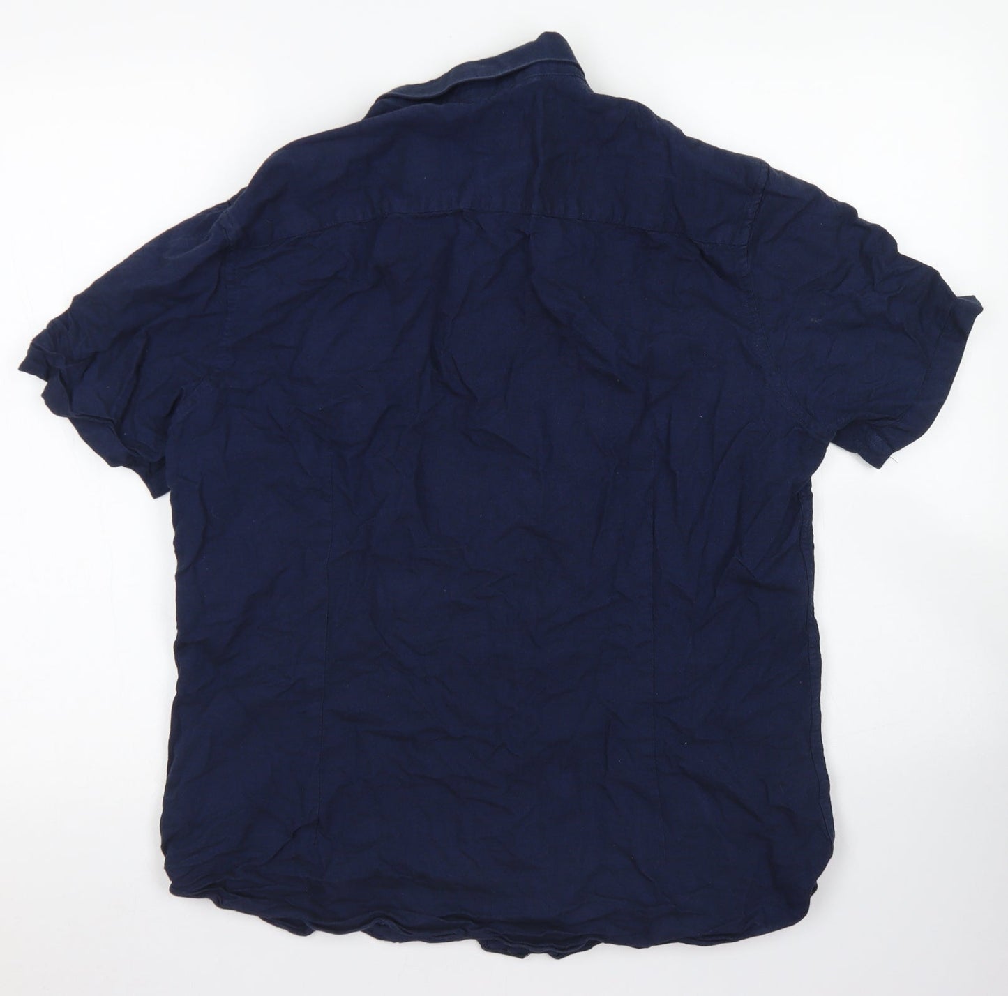 Burton Mens Blue  Cotton  Button-Up Size L Collared Button