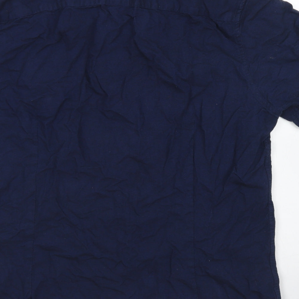 Burton Mens Blue  Cotton  Button-Up Size L Collared Button