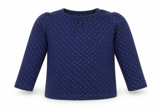 Tu Girls Blue Spotted Cotton Basic T-Shirt Size 3-6 Months Round Neck
