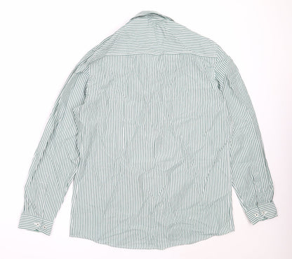 Preloved Dimensions Mens Green Striped Cotton  Button-Up Size 16 Collared - Back