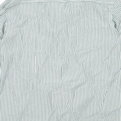 Preloved Dimensions Mens Green Striped Cotton  Button-Up Size 16 Collared - Label