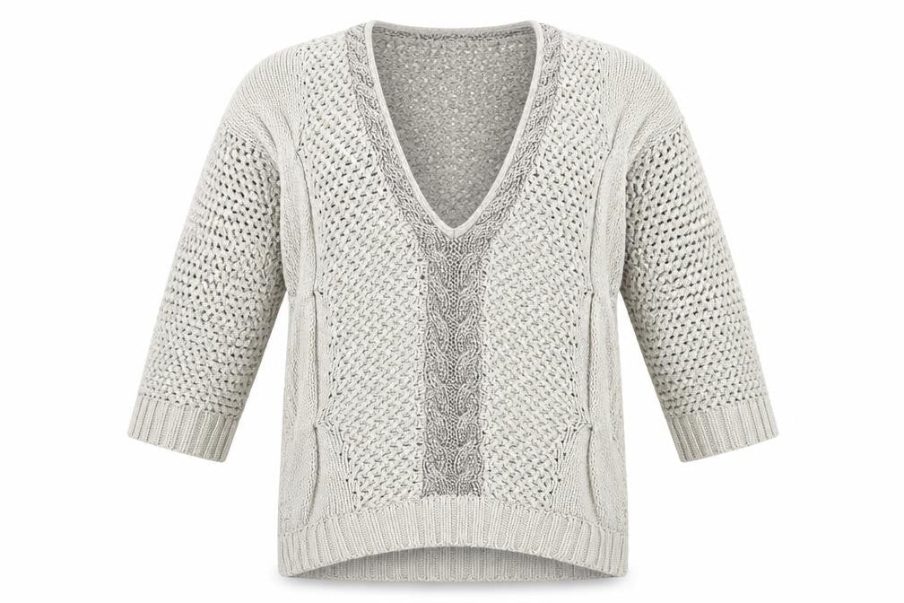 Warehouse Womens Beige V-Neck  Cotton Pullover Jumper Size 6