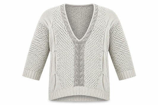 Warehouse Womens Beige V-Neck  Cotton Pullover Jumper Size 6