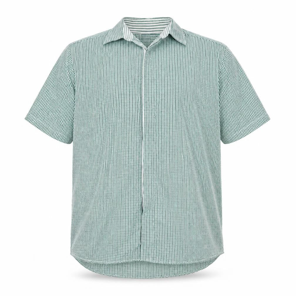Dimensions Mens Green Check Cotton  Button-Up Size 16 Collared