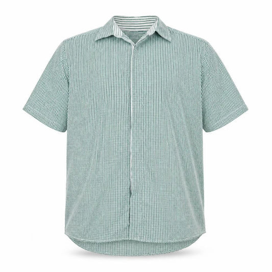 Dimensions Mens Green Check Cotton  Button-Up Size 16 Collared