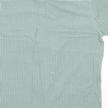 Dimensions Mens Green Check Cotton  Button-Up Size 16 Collared