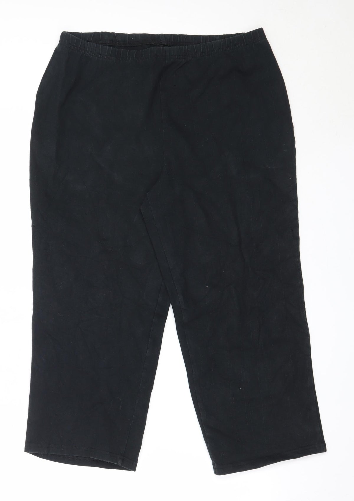 Preworn Womens Black  Cotton Cropped Trousers Size L L21 in Regular
