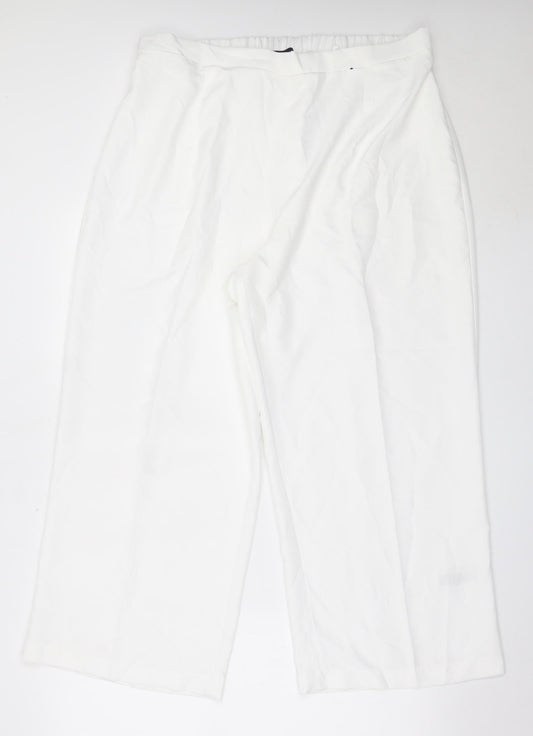 Marks and Spencer Womens White  Polyester Trousers  Size 36 in L26 in Regular