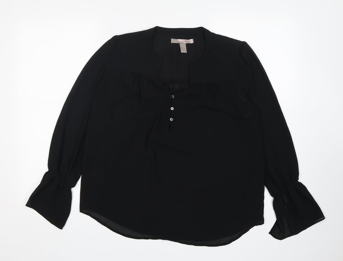Love 21 Womens Black  Polyester Basic Blouse Size XS V-Neck