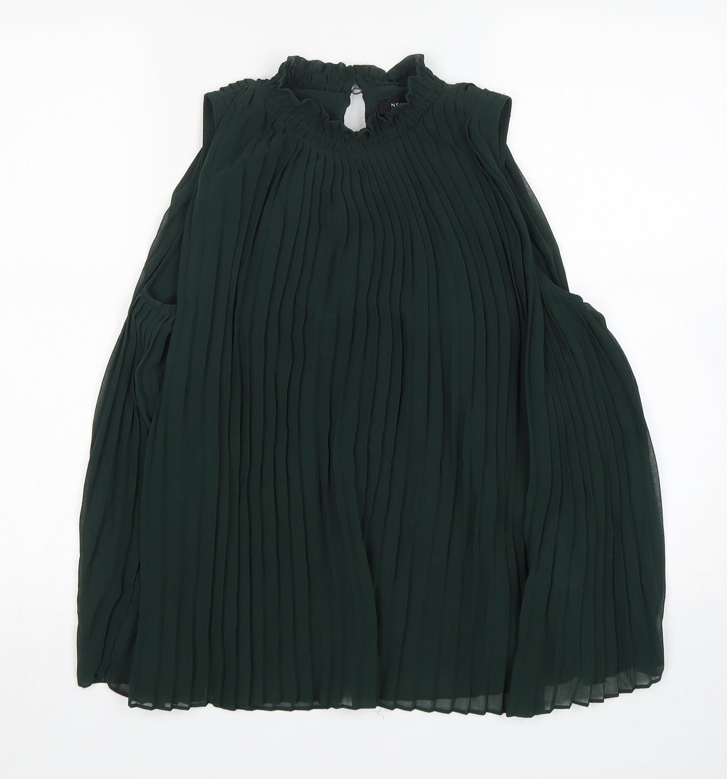 New Look Womens Green  Polyester Basic Blouse Size 10 Round Neck