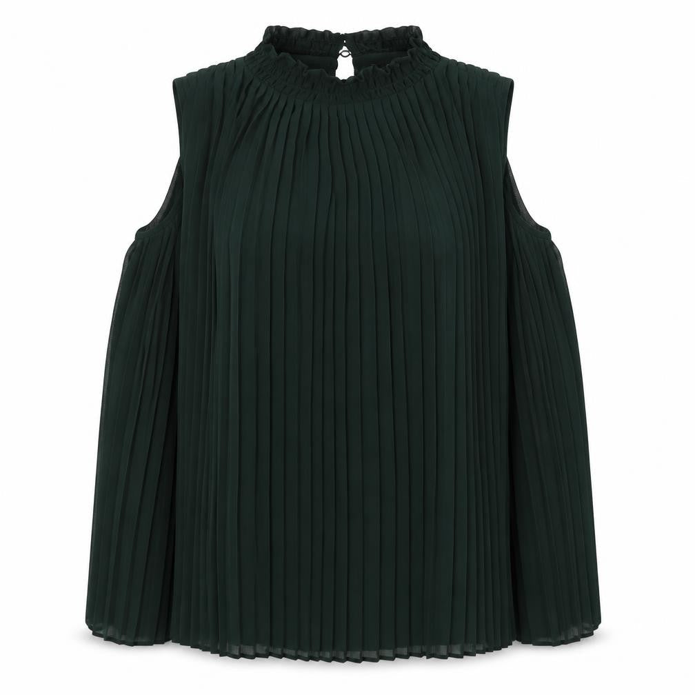 New Look Womens Green  Polyester Basic Blouse Size 10 Round Neck