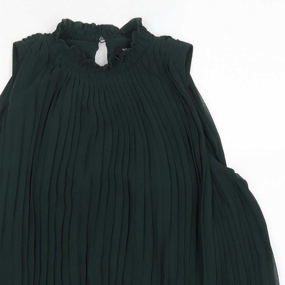 New Look Womens Green  Polyester Basic Blouse Size 10 Round Neck