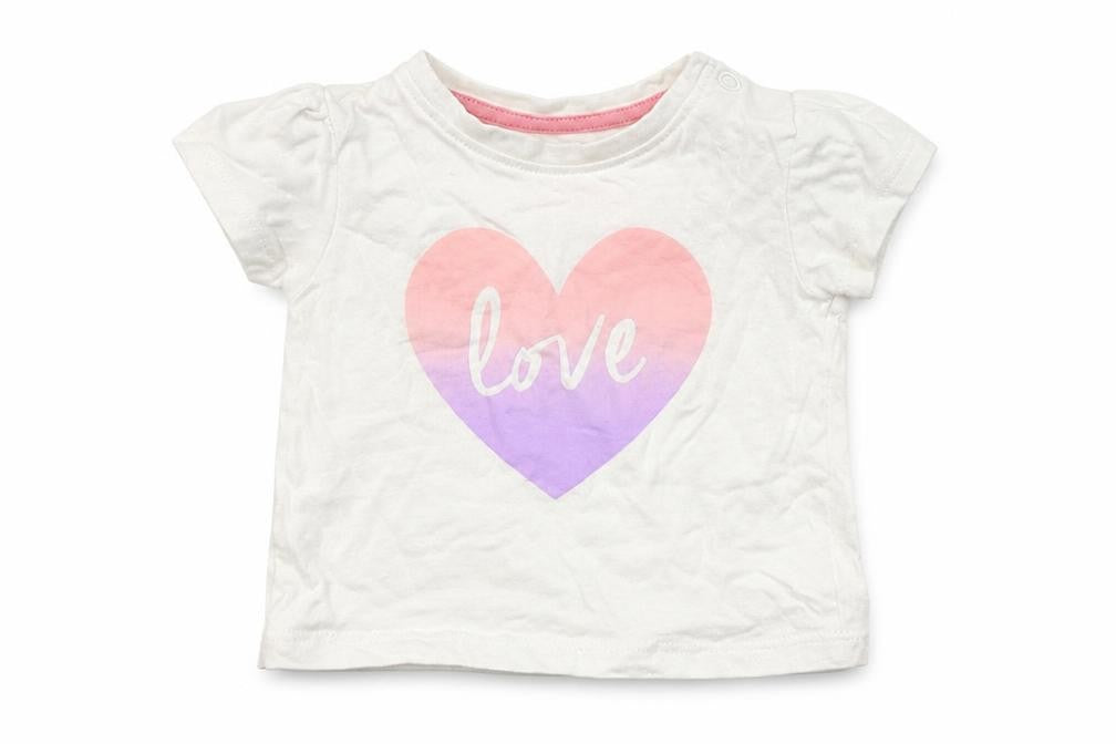 Primark Girls White  Cotton Basic T-Shirt Size 3-6 Months Round Neck
