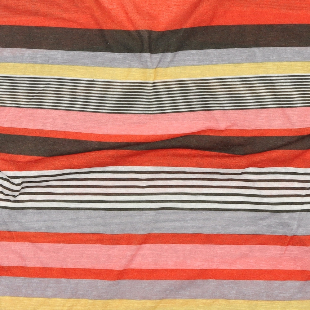 Preworn Womens Multicoloured Striped  Basic T-Shirt Size XL V-Neck